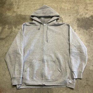 Russell Athletic Men’s Gray Zip-Up Hoodie Sweatshirt Vintage – Size 2XL